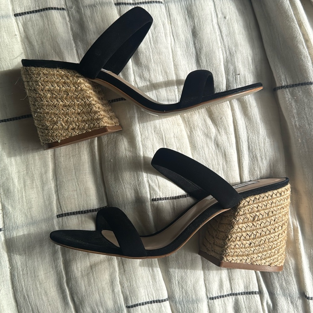 STEVE MADDEN MARCELLA BLACK SUEDE BLOCK HEELS